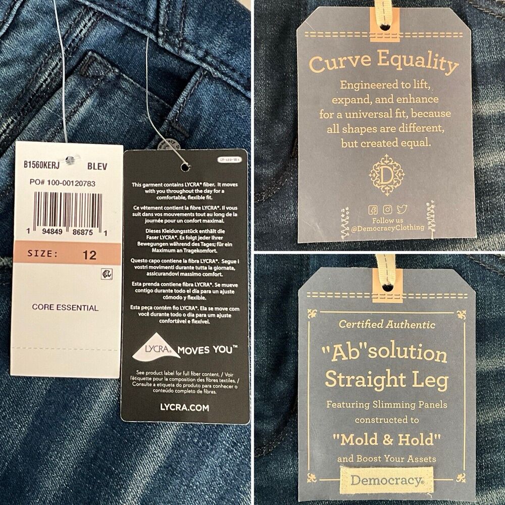 Democracy Straight Leg Ab Solution Curve Equality Jeans Blue 12 - Picture 7 of 11